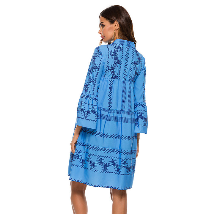 Damen lässiges, geblümtes Kurzarmkleid Drune