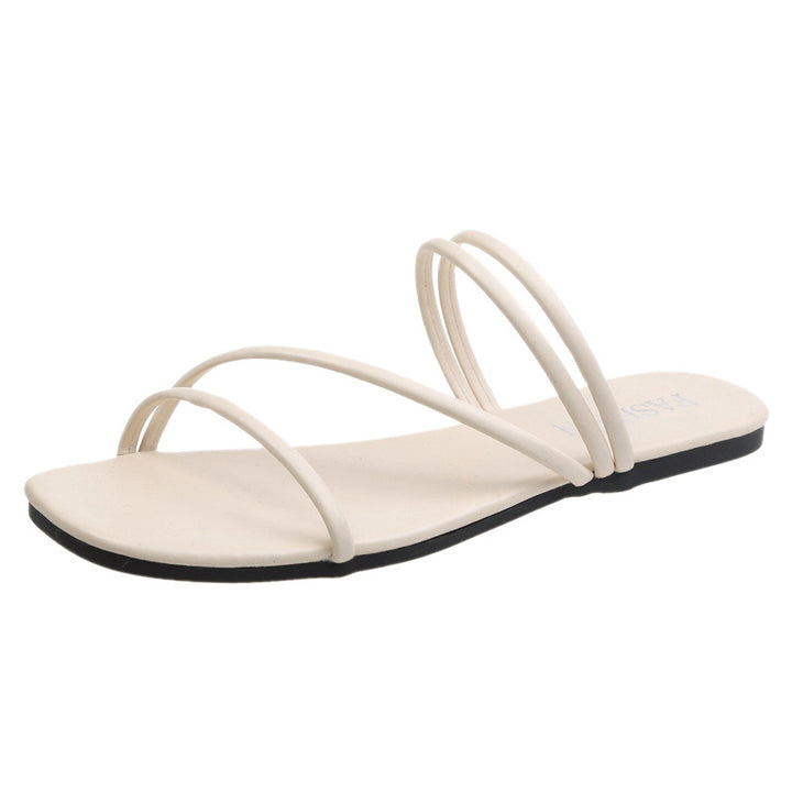 Damen nan minimalistische Schlupf-Sandalette mit filigranen Schlaufenriemen und gepolstertem Komfortfußbett Drune