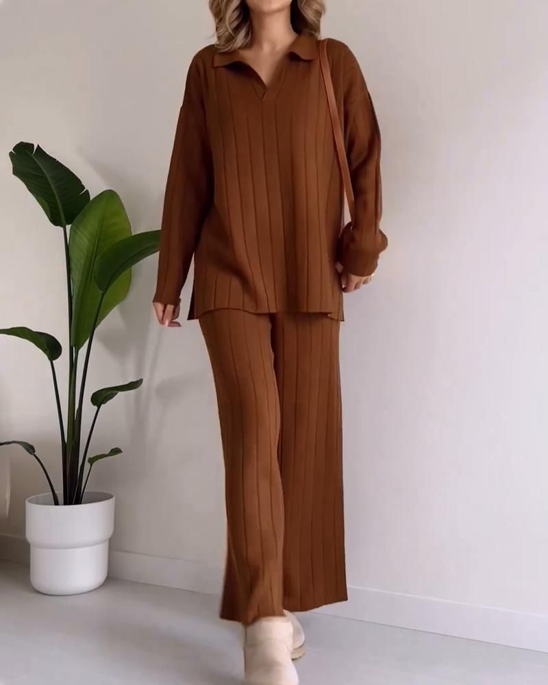 Drune | Stylisches Pit Stripe Jacquard Zwei-Teile Set