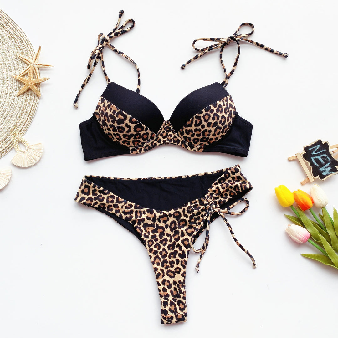 Damen Push-up Bikini mit animalischem Muster Drune