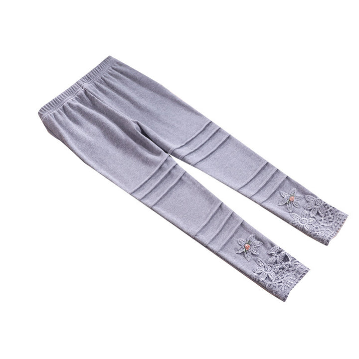 Mädchen modische Leggings mit floralem Spitzenbesatz Drune