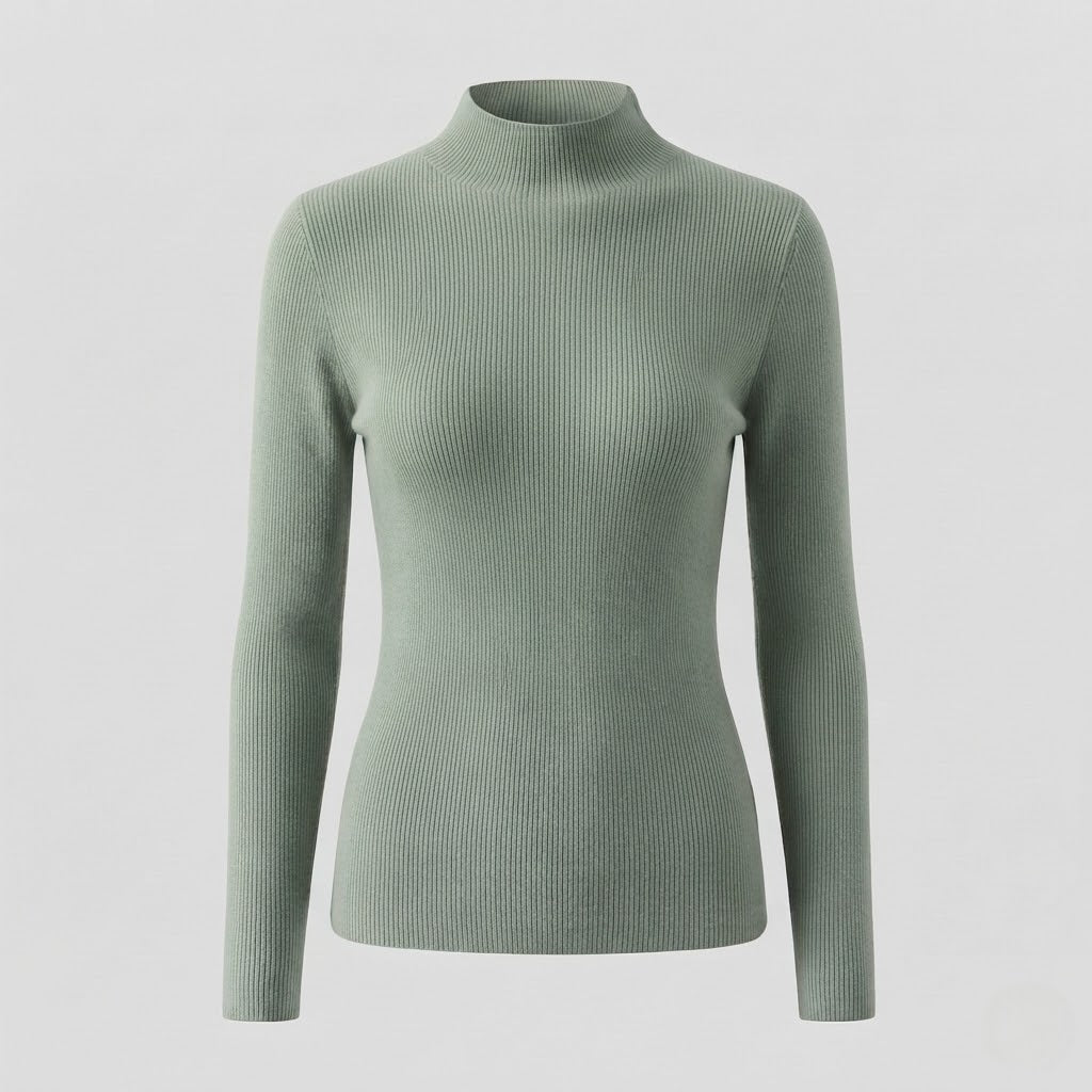 Damen Eleganter Slim-Fit Rollkragenpullover aus flauschigem Angora-Mix mit feiner Rippstruktur Drune