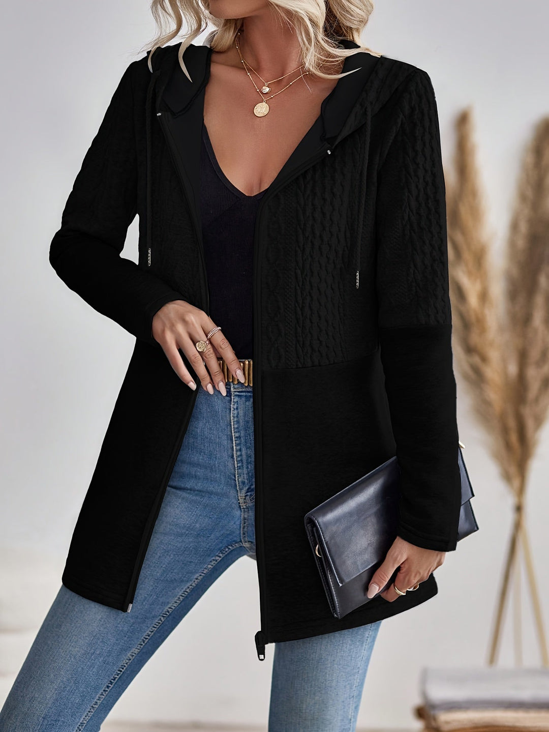 Drune | Damen Kapuzen Sweatshirt mit Reißverschluss