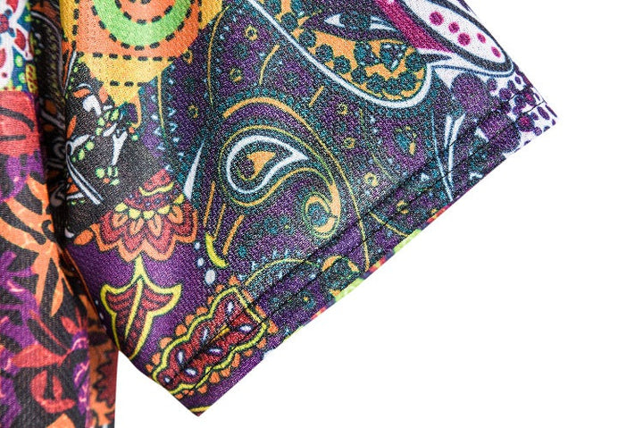 Herren Kurzarmhemd mit buntem Patchwork-Design und lässiger Passform Drune
