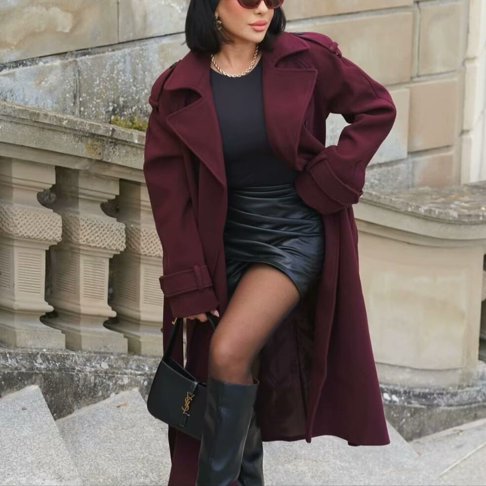 Drune | trenchcoat - eleganter langer roter Damenmantel