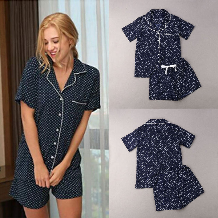 Damen nan zweiteiliges Shorty-Pyjama-Set aus Viskosejersey mit Paspelkragen und Tunnelzugbund Drune