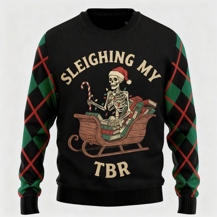 Drune | Künstlerischer Schädel Druck - Maximalistischer Weihnachtsdruck Hässlicher Pullover