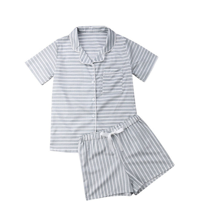 Damen nan zweiteiliges Shorty-Pyjama-Set aus Viskosejersey mit Paspelkragen und Tunnelzugbund Drune