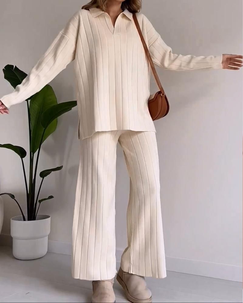Drune | Stylisches Pit Stripe Jacquard Zwei-Teile Set