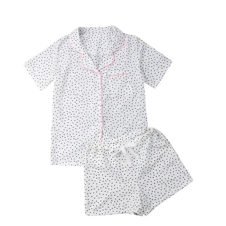 Damen nan zweiteiliges Shorty-Pyjama-Set aus Viskosejersey mit Paspelkragen und Tunnelzugbund Drune