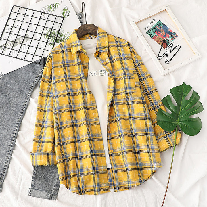 Unisex nan karierte Flanell-Hemdjacke im Oversize-Schnitt mit Brusttasche Drune