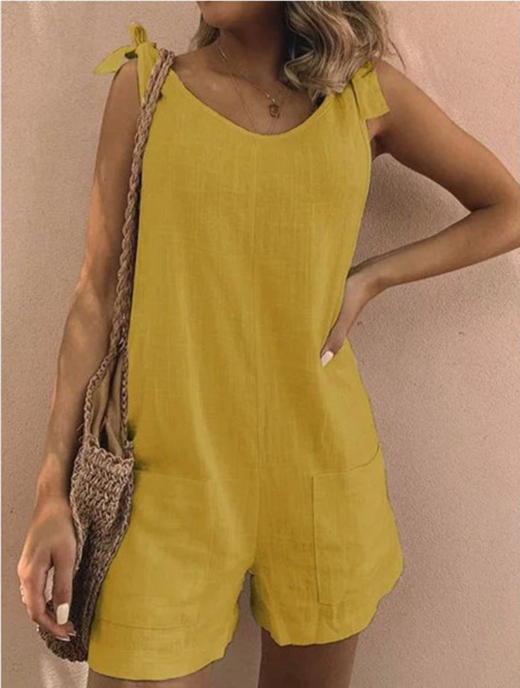 Damen Jumpsuit mit praktischen Taschen und verspielten Schulterbändern Drune
