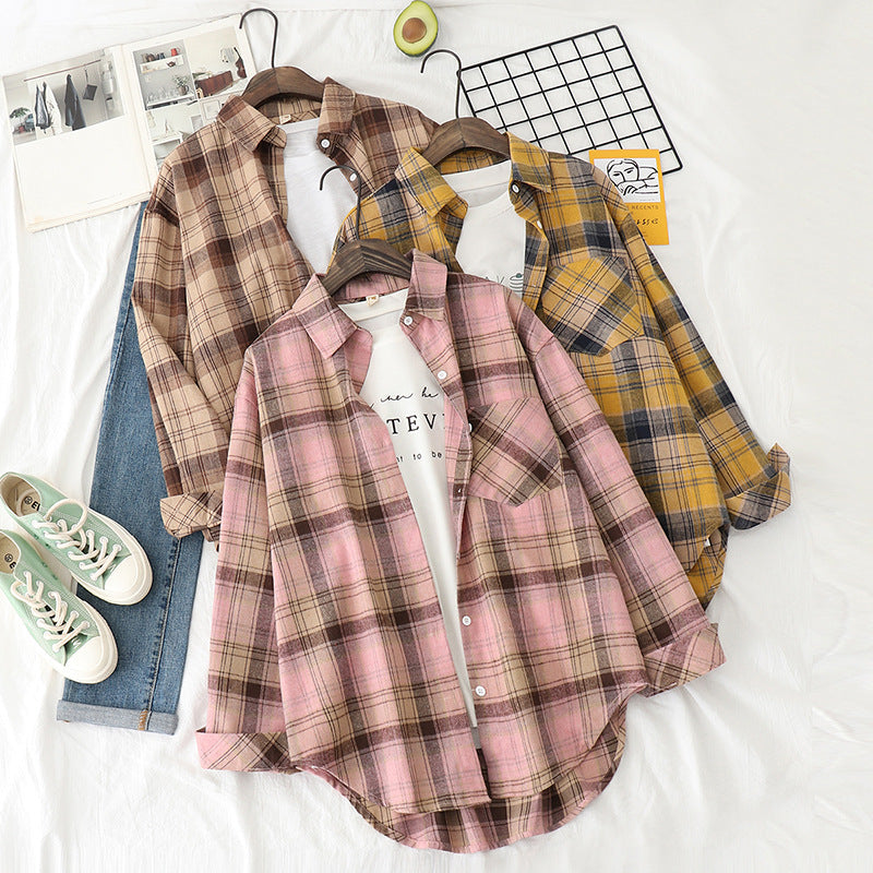 Unisex nan karierte Flanell-Hemdjacke im Oversize-Schnitt mit Brusttasche Drune