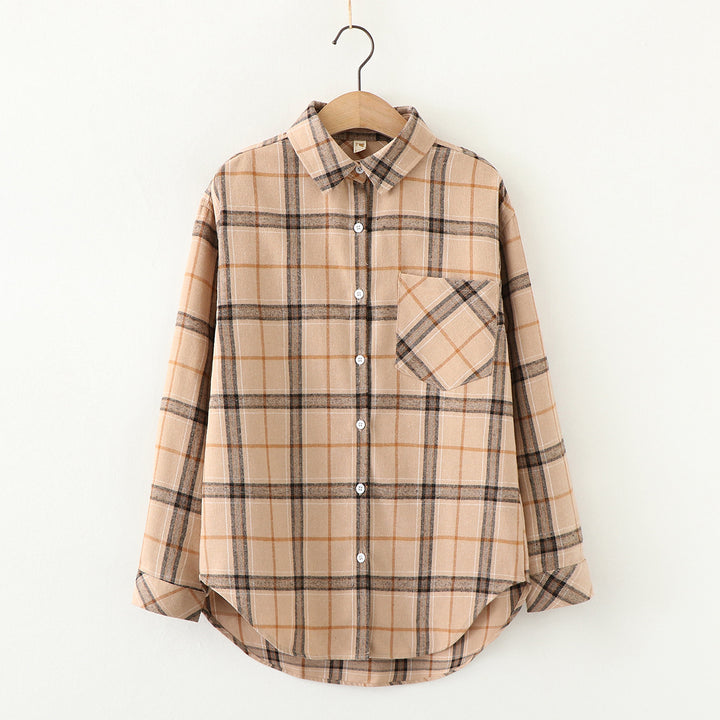 Unisex nan karierte Flanell-Hemdjacke im Oversize-Schnitt mit Brusttasche Drune