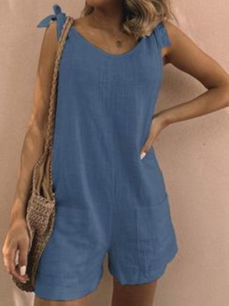 Damen Jumpsuit mit praktischen Taschen und verspielten Schulterbändern Drune