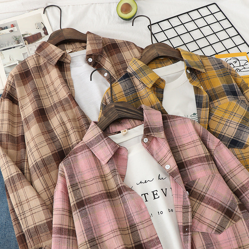 Unisex nan karierte Flanell-Hemdjacke im Oversize-Schnitt mit Brusttasche Drune
