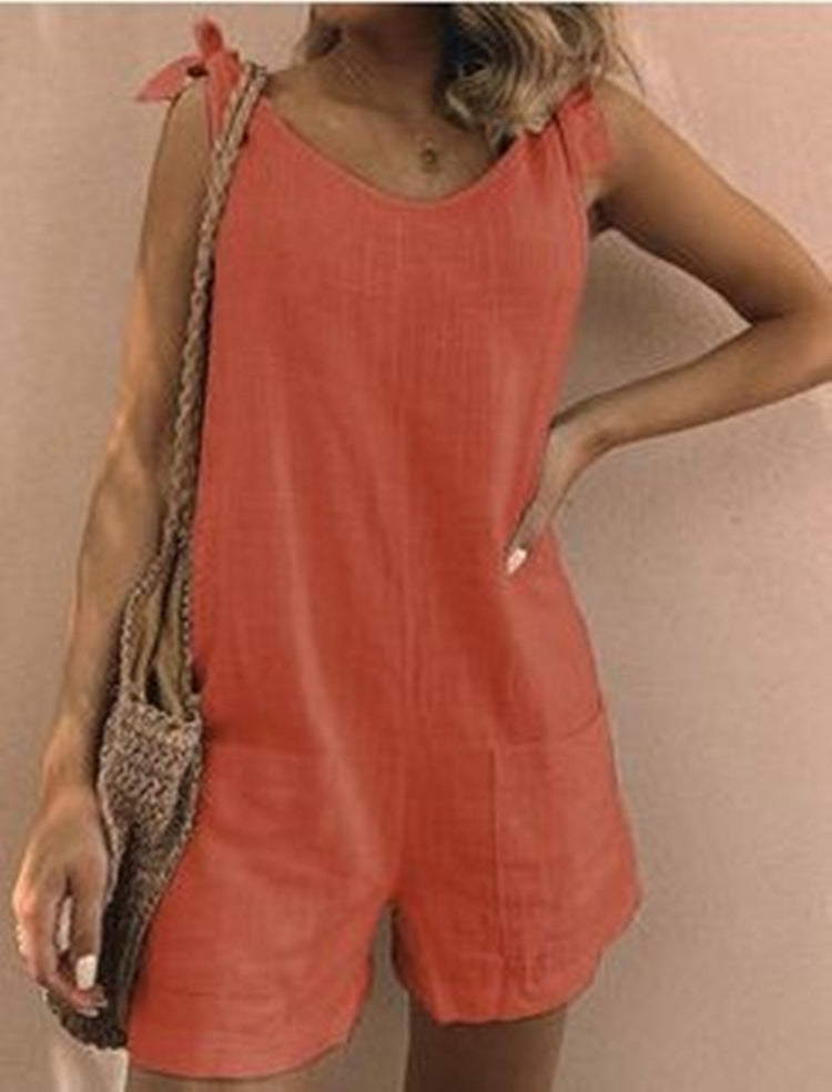 Damen Jumpsuit mit praktischen Taschen und verspielten Schulterbändern Drune
