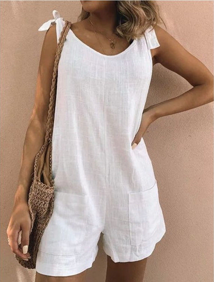 Damen Jumpsuit mit praktischen Taschen und verspielten Schulterbändern Drune