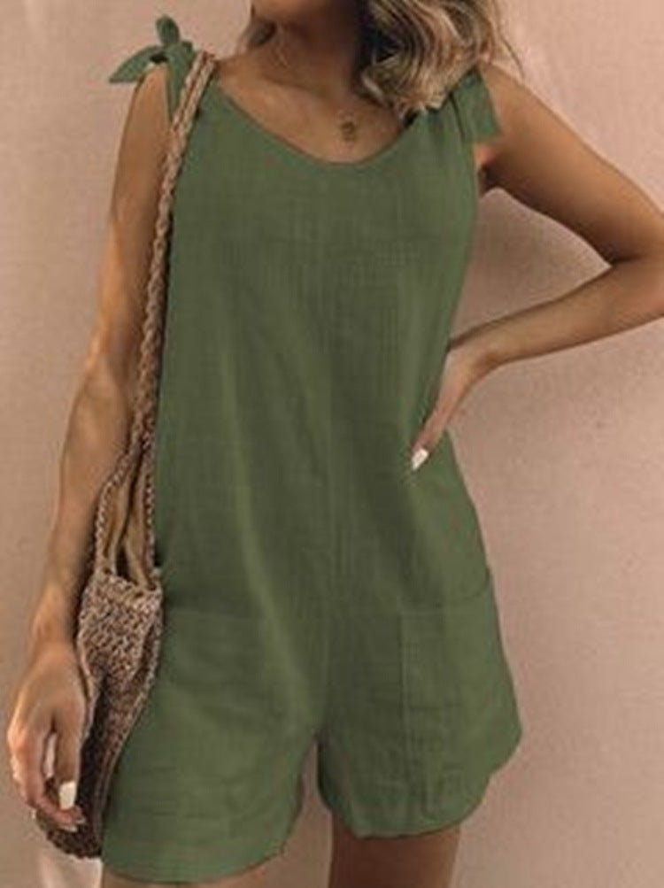 Damen Jumpsuit mit praktischen Taschen und verspielten Schulterbändern Drune