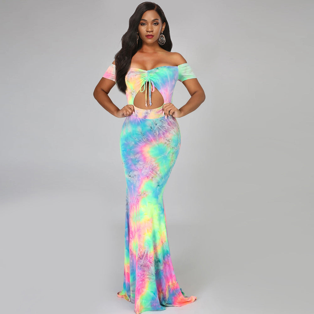 Damen Maxikleid mit offenen Schultern und trendigem Ausschnitt Drune
