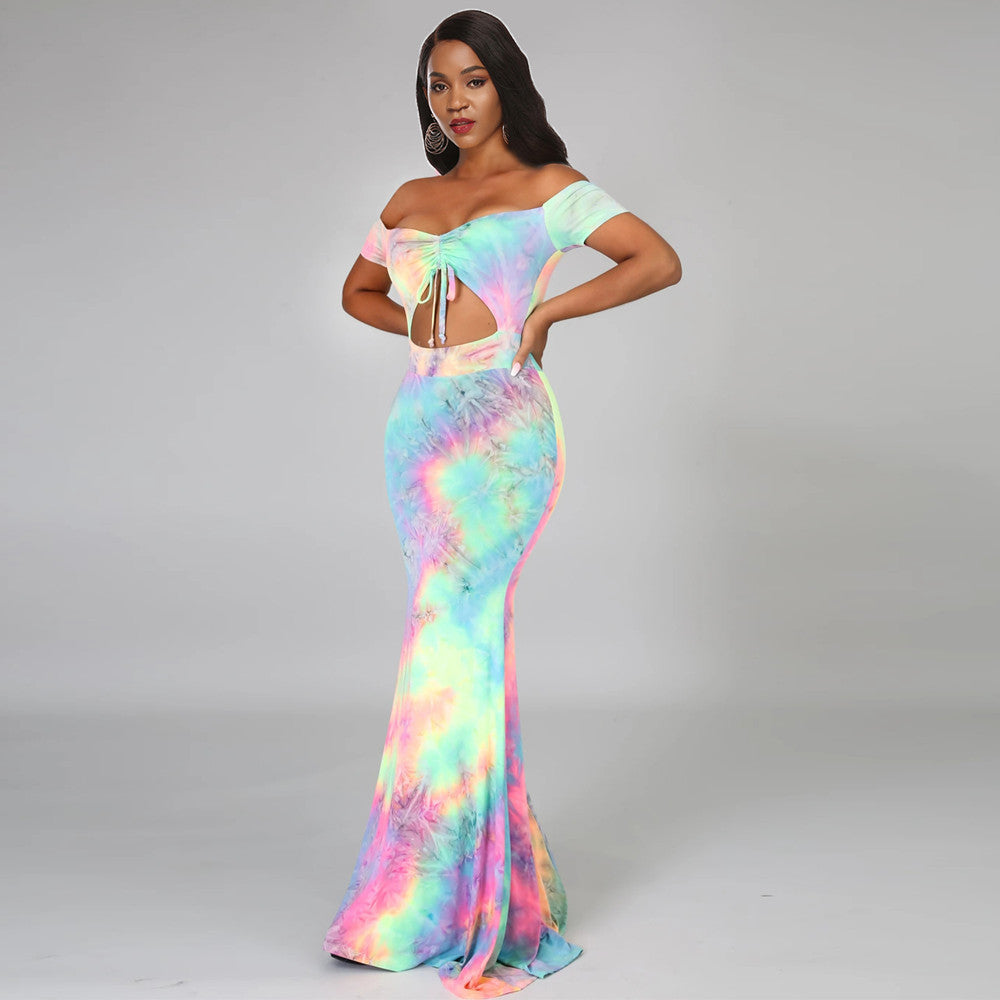 Damen Maxikleid mit offenen Schultern und trendigem Ausschnitt Drune