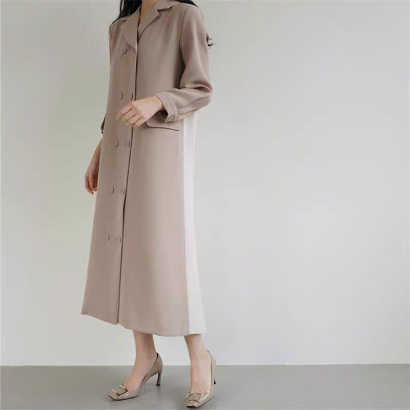 Damen Langer Dustercoat mit plissiertem Rückenpanel und kastiger Silhouette Drune