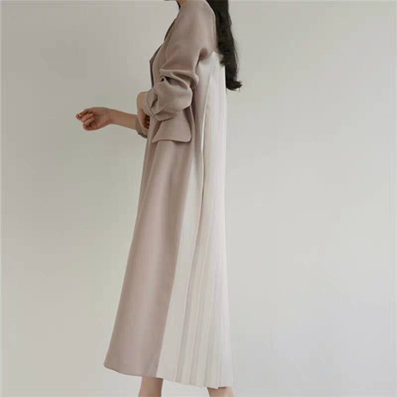 Damen Langer Dustercoat mit plissiertem Rückenpanel und kastiger Silhouette Drune