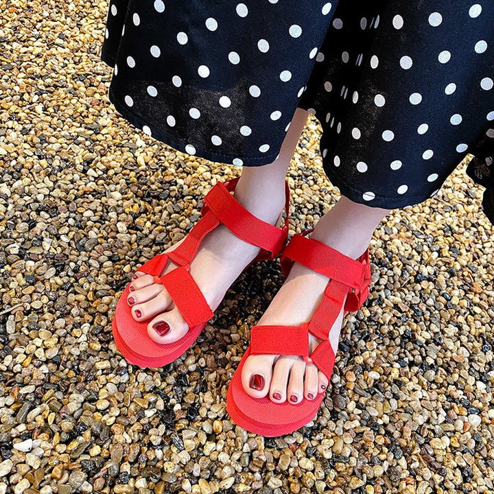 Damen Bequeme Riemensandalen mit verstellbaren Gurten Drune