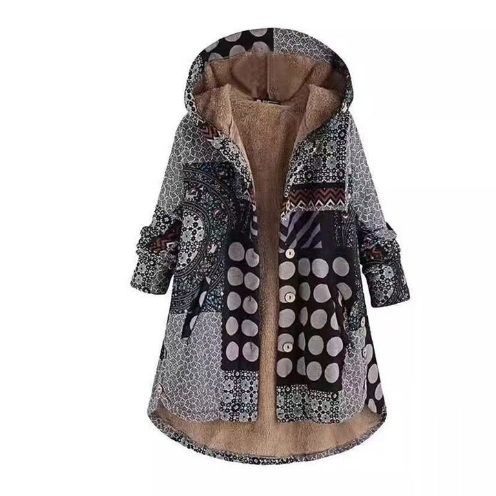 Gefütterte Kapuzenjacke mit Reißverschluss und Print