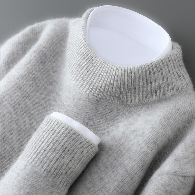 Herren-Wollpullover, Halbkragen, gestrickt, locker