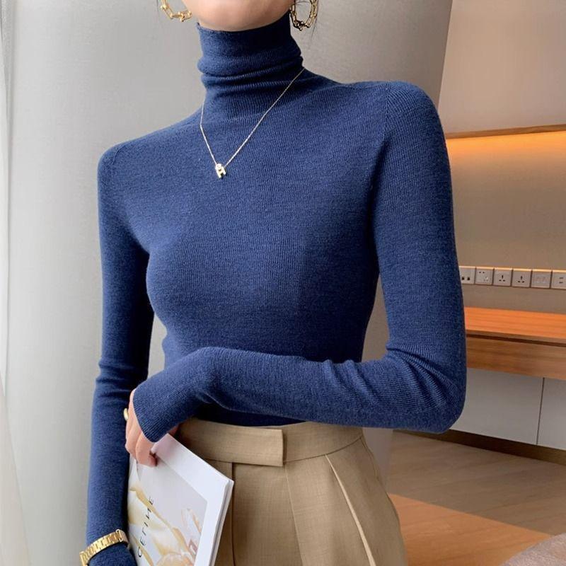 Damen Strickpullover, Rollkragen, körpernah