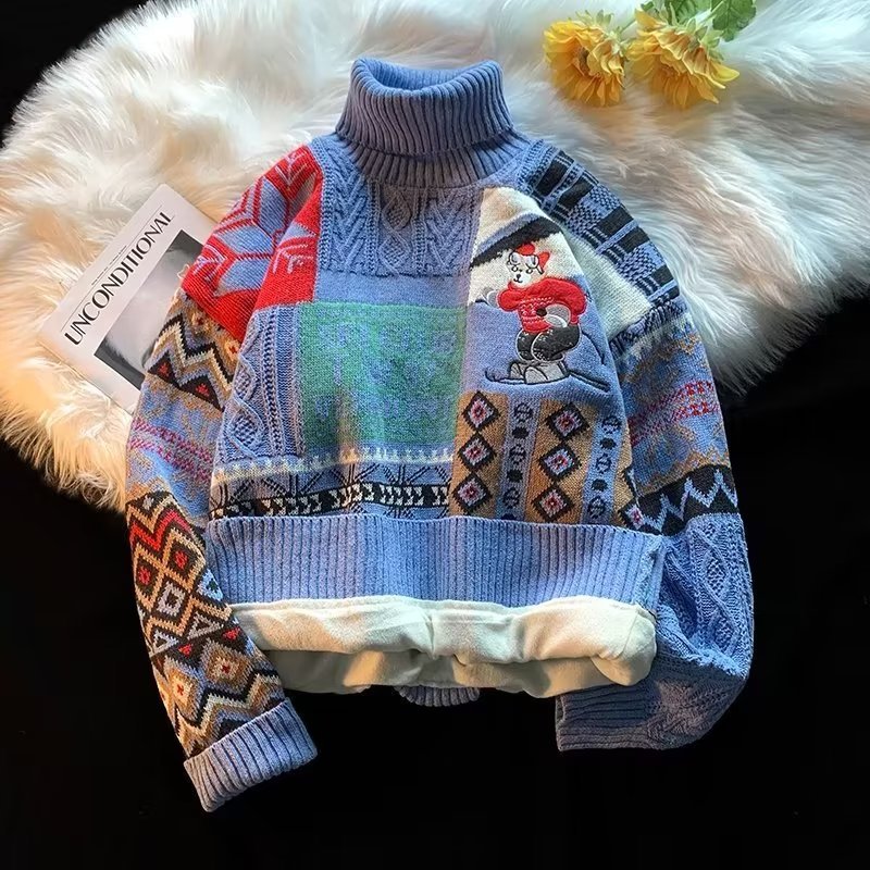 Gefütterter Strickpullover für Herren, weihnachtliches Design