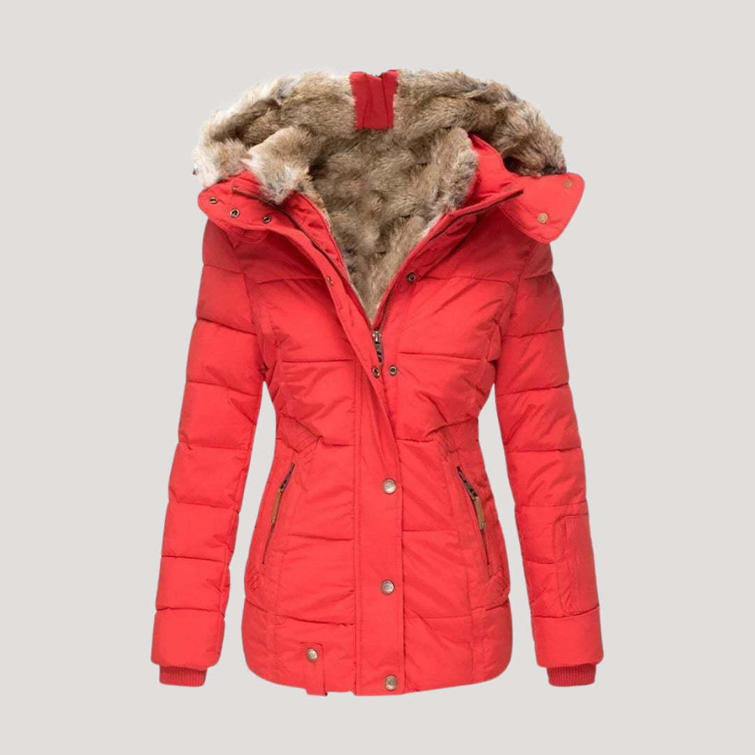 Drune | Damen gepolsterter Wintermantel mit Kunstpelzkragen Jacke