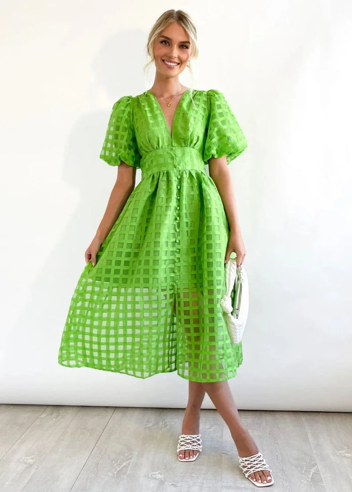 Drune | Puffärmel Midi-Kleid