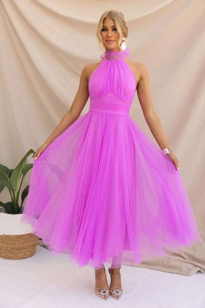 Drune | Halter Tüll Midi Kleid