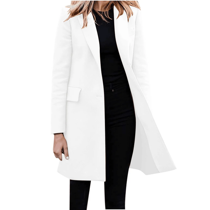 Drune | Damen Slim Fit Mantel Jacke, Ein Knopf Wolle Mix Lange Jacke