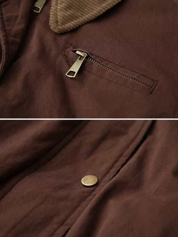 Drune | Casual Bomberjacke Cord Kragen Reißverschluss Oberbekleidung