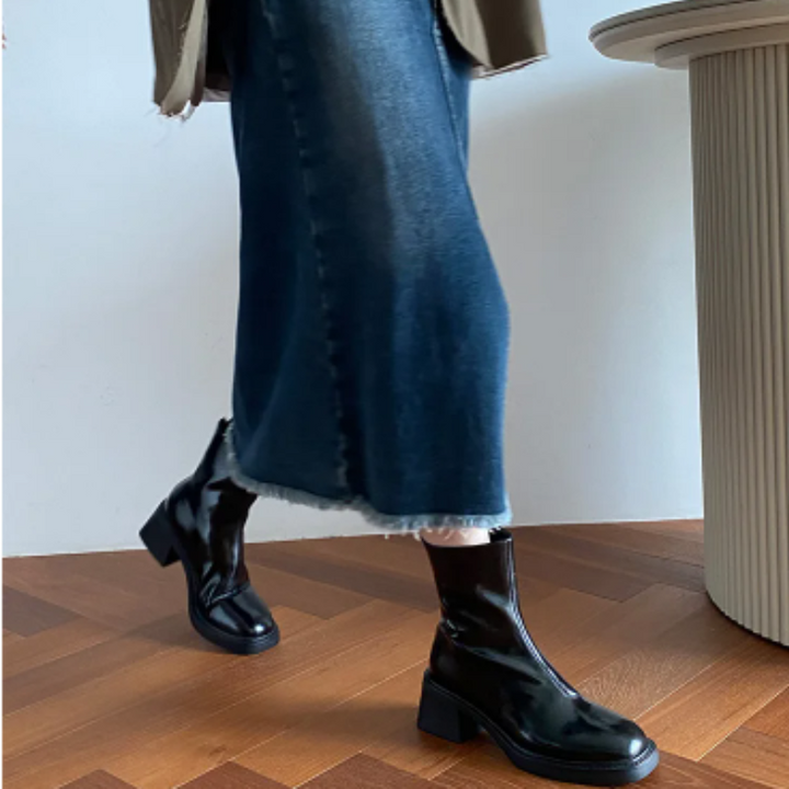 Drune | Stilvolle Leder Ankle Boots mit Blockabsatz für Damen Damen Ankle Boots