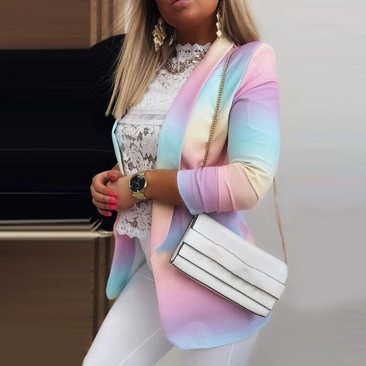 Drune | Damen Ombre Offene Front Blazer, Lange Ärmel, Lässige Passform