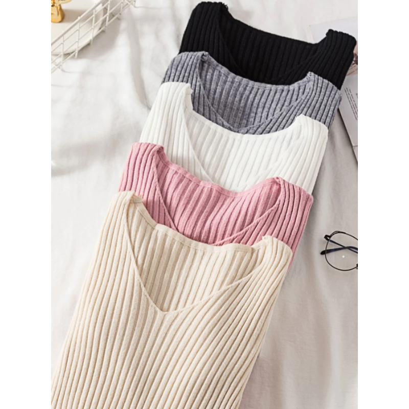 Drune | Pullover - Slim-Fit Rippstrick V-Ausschnitt Pullover