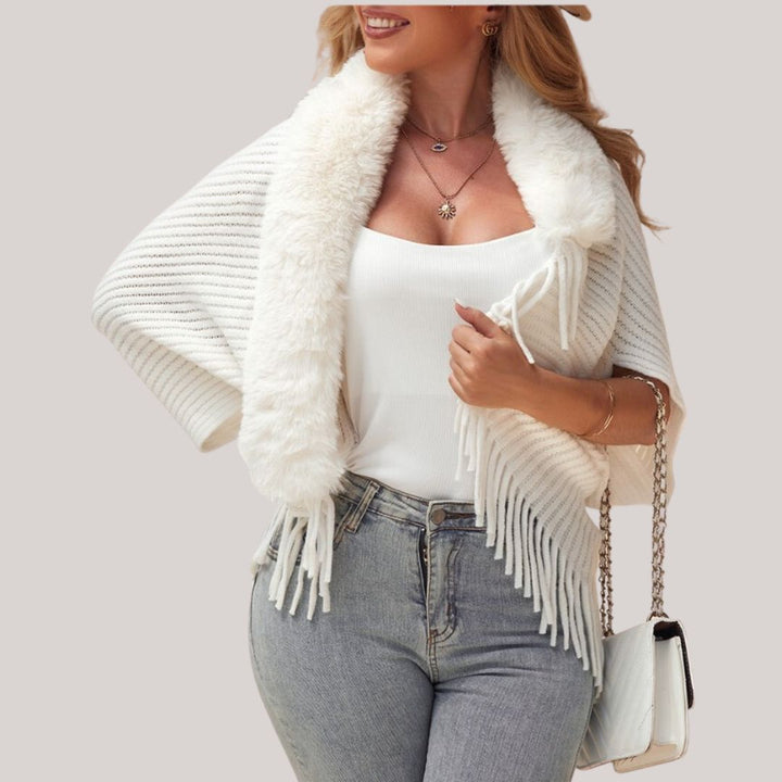 Drune | Kragen Schal Poncho Strickjacke