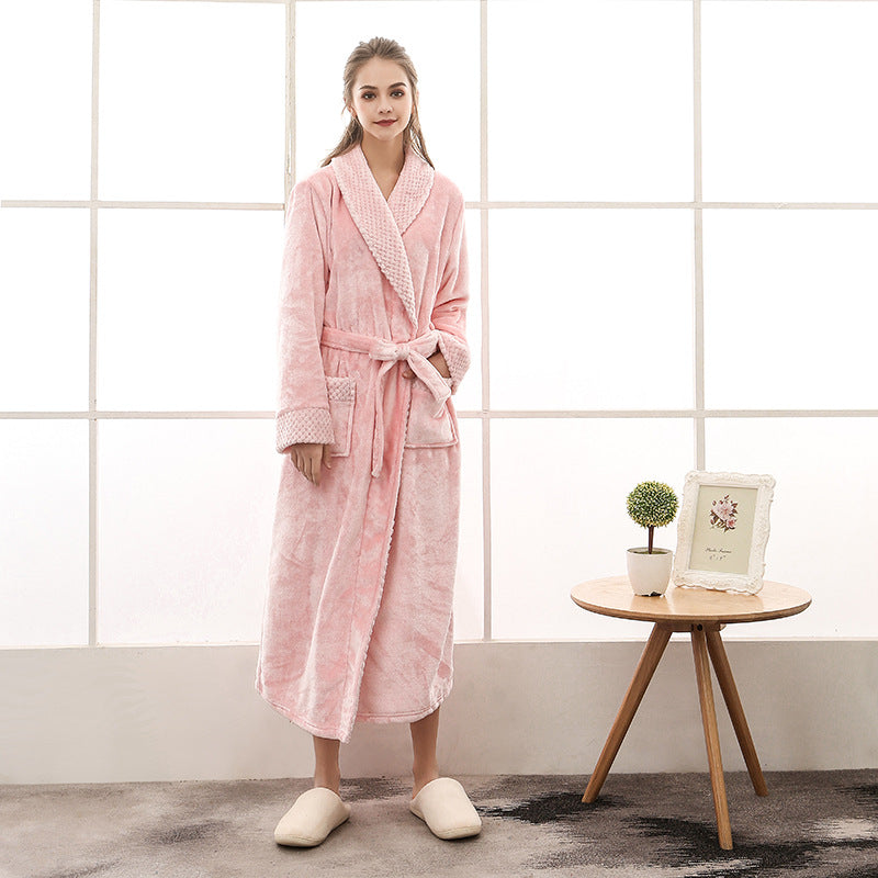 Drune | Eleganter Coral Fleece Flanell-Bademantel für Paare