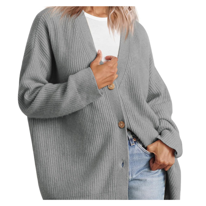 Drune | Schicke Übergroße Strickjacke Mit Knöpfen Für Damen