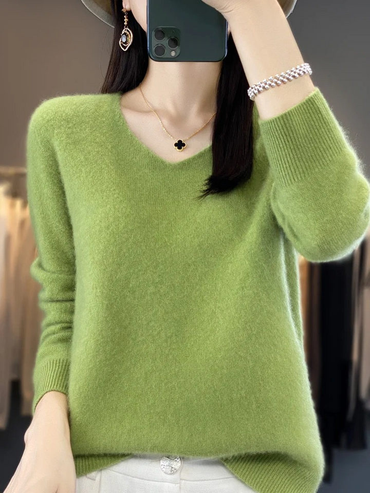 Drune | Cashmere Pullover Damen Eleganter V-ausschnitt, Weich & Komfortabel