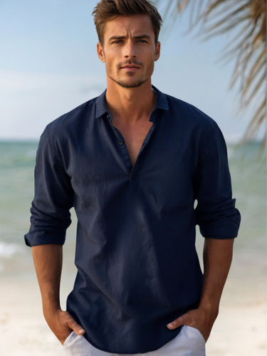 Drune | Herren Stilvolles Leinenhemd Elegant Im Sommer Für Männer