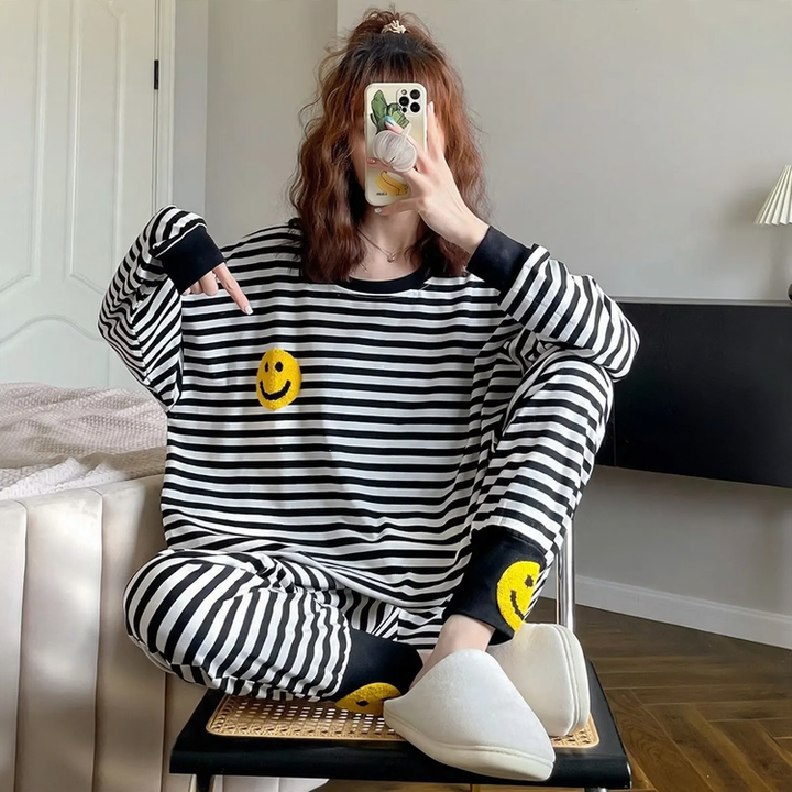 Warmes Pyjama-Set, Gefüttert, Große Größen