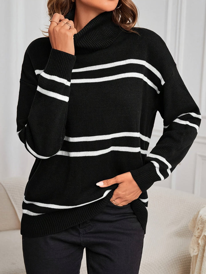 Drune | Gestreifter Rollkragenpullover
