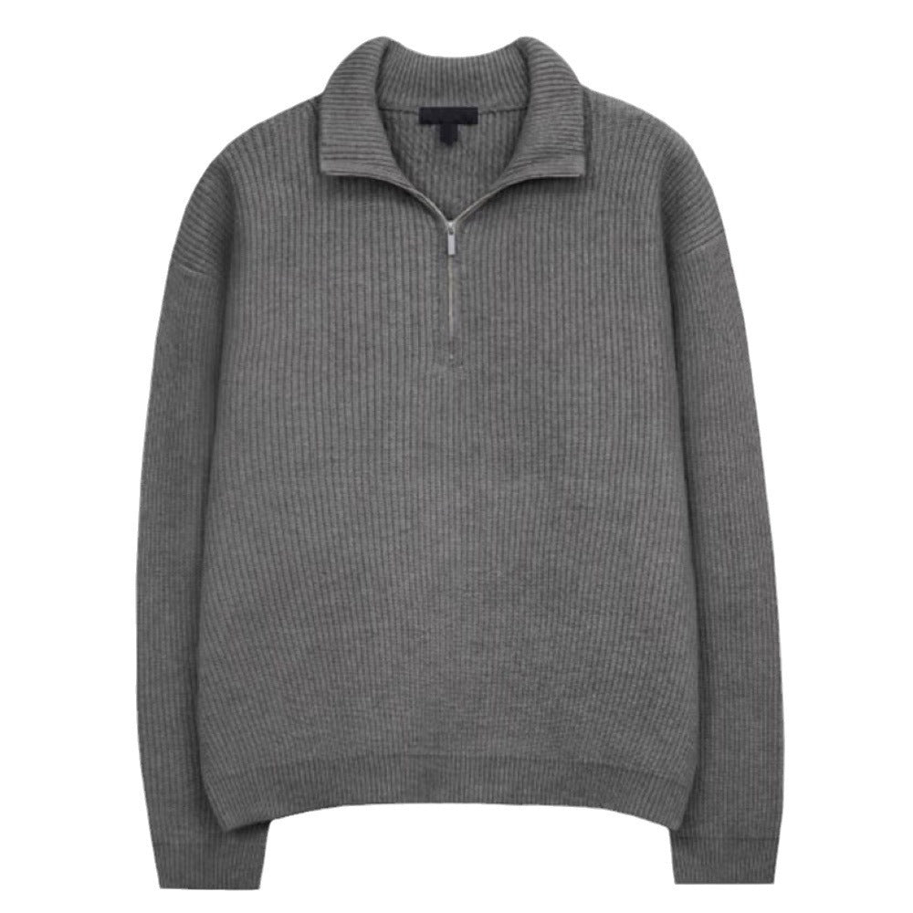 Herren Strickpullover mit Stehkragen und Reißverschluss