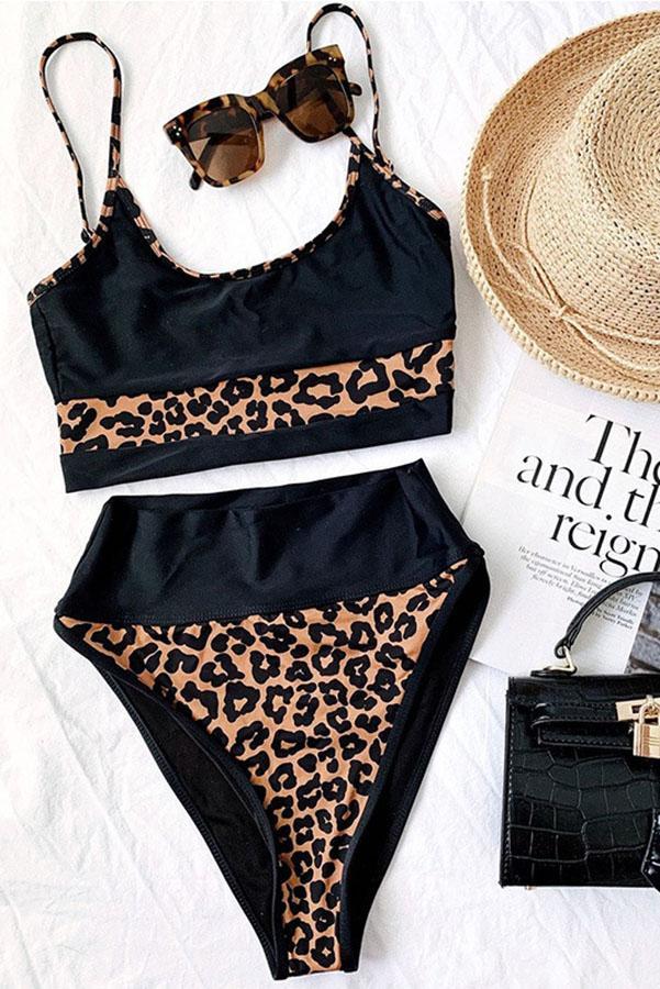 Drune Bikini mit Schlitz und Leopardenmuster