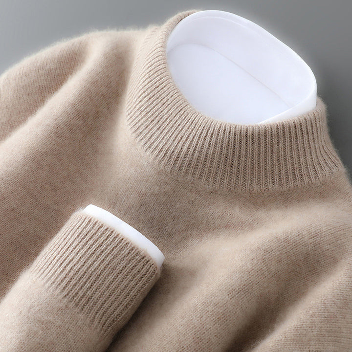 Herren-Wollpullover, Halbkragen, gestrickt, locker